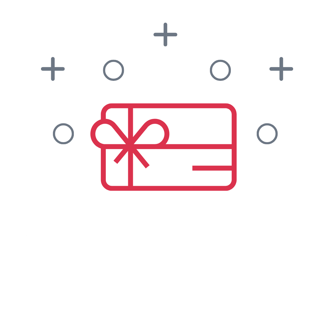 Rote Geschenkkarte mit einer Schleife, die über einer offenen Hand schwebt, perfekt für Ihre Kanzlei oder Ihren KTW Steueberater.