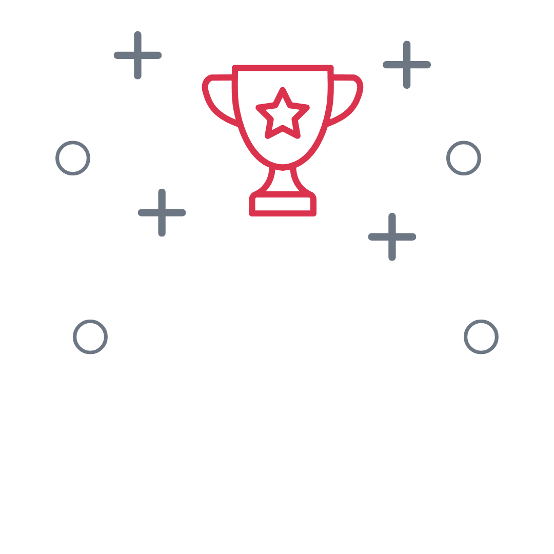 Drei skizzierte Personen unter einer Trophäe, mit KTW- und Steueberater-Symbolen um sie herum.